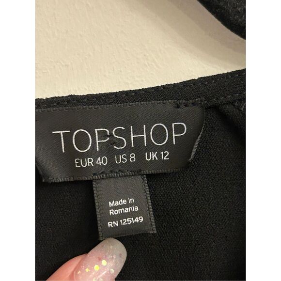 Topshop dress size 8 front tie slimming flutter sleeves modern contemporary mini - Picture 5 of 11